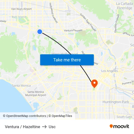 Ventura / Hazeltine to Usc map