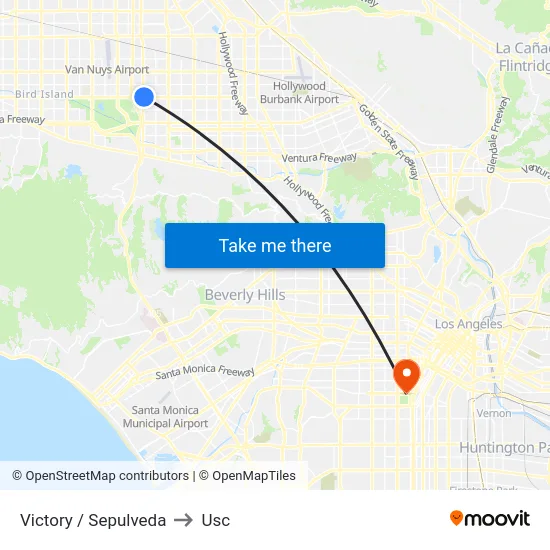 Victory / Sepulveda to Usc map