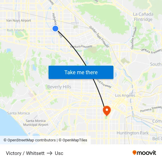Victory / Whitsett to Usc map
