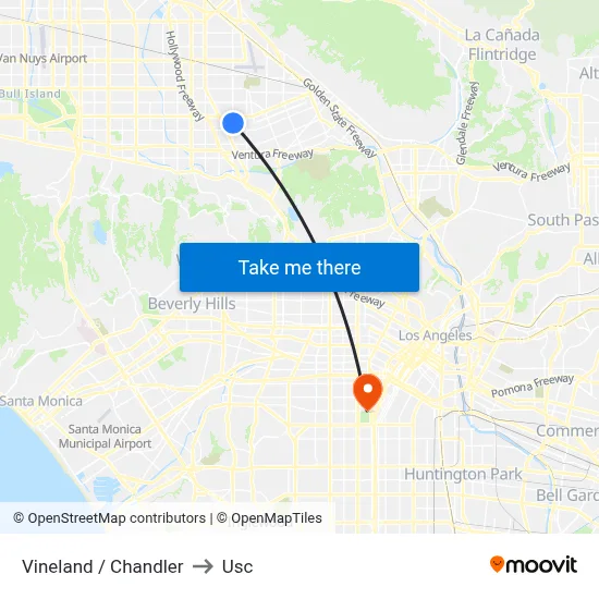 Vineland / Chandler to Usc map