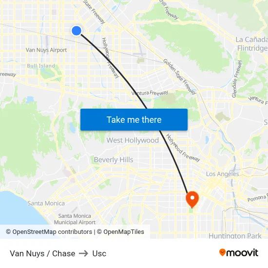 Van Nuys / Chase to Usc map