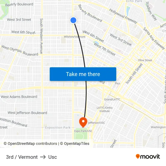 3rd / Vermont to Usc map