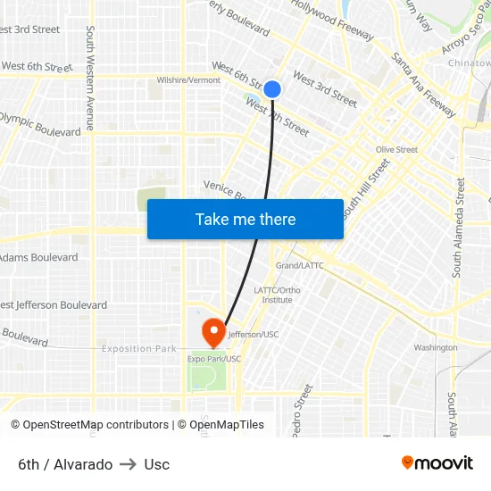 6th / Alvarado to Usc map