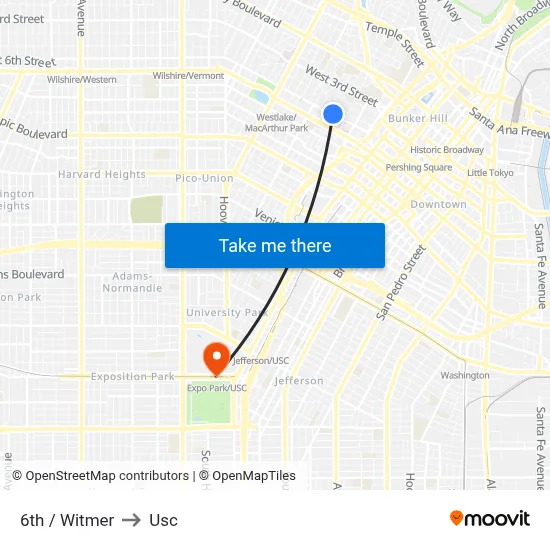 6th / Witmer to Usc map