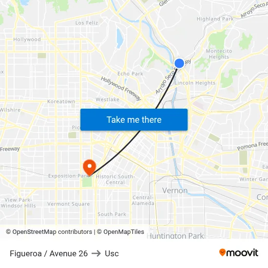 Figueroa / Avenue 26 to Usc map
