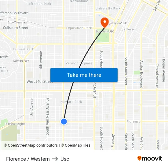 Florence / Western to Usc map