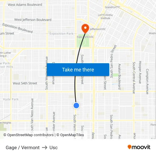 Gage / Vermont to Usc map