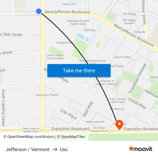 Jefferson / Vermont to Usc map