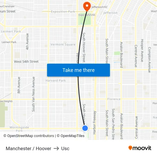 Manchester / Hoover to Usc map