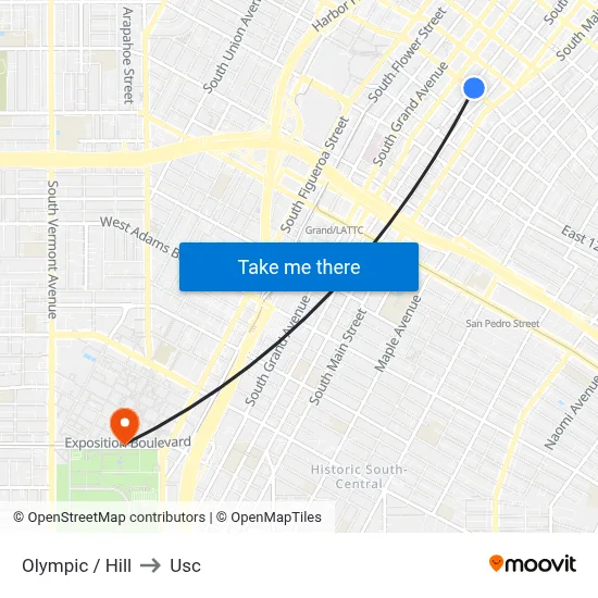 Olympic / Hill to Usc map