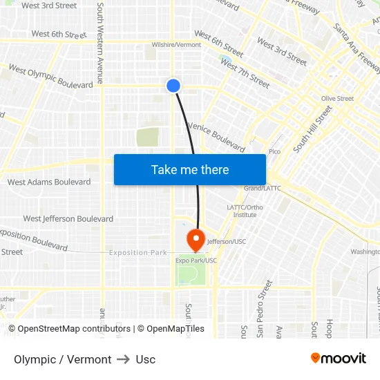 Olympic / Vermont to Usc map