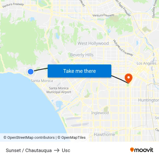 Sunset / Chautauqua to Usc map
