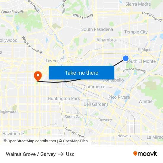 Walnut Grove / Garvey to Usc map
