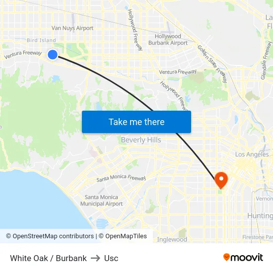White Oak / Burbank to Usc map