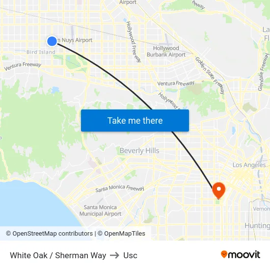 White Oak / Sherman Way to Usc map
