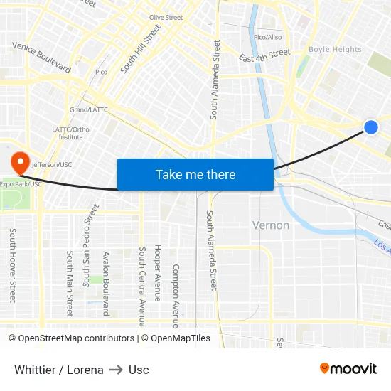 Whittier / Lorena to Usc map