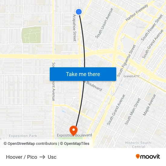 Hoover / Pico to Usc map