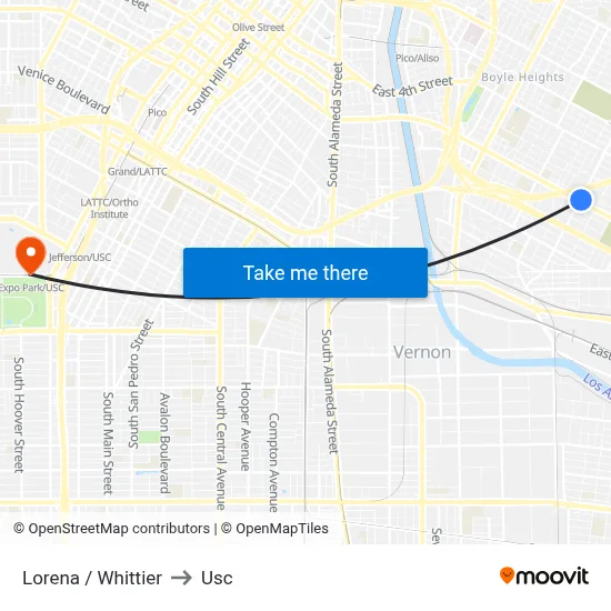 Lorena / Whittier to Usc map