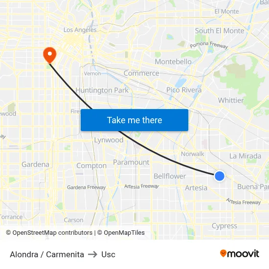 Alondra / Carmenita to Usc map