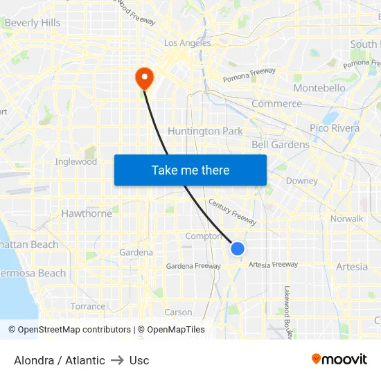 Alondra / Atlantic to Usc map
