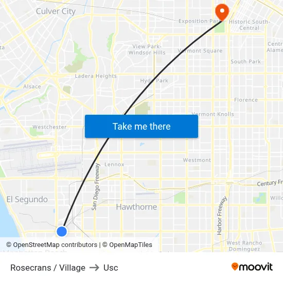 Rosecrans / Village to Usc map