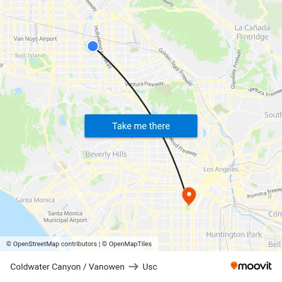 Coldwater Canyon / Vanowen to Usc map