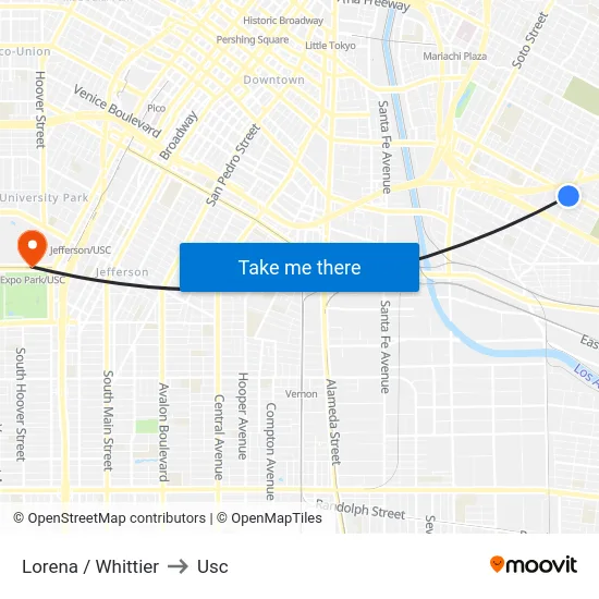 Lorena / Whittier to Usc map