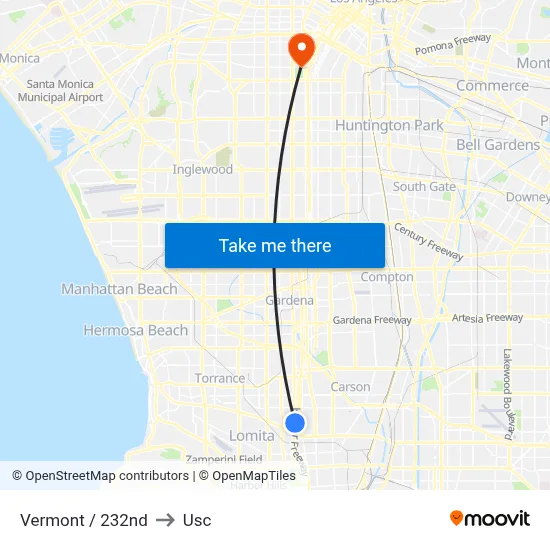 Vermont / 232nd to Usc map