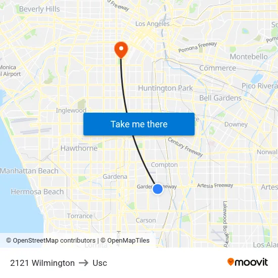 2121 Wilmington to Usc map