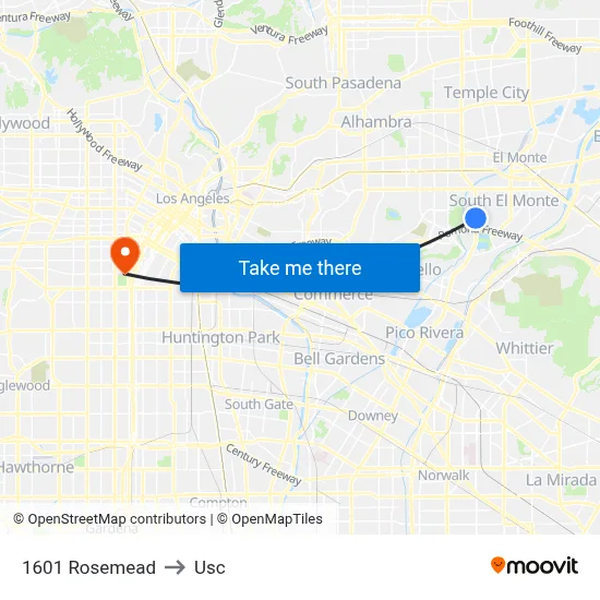 1601 Rosemead to Usc map