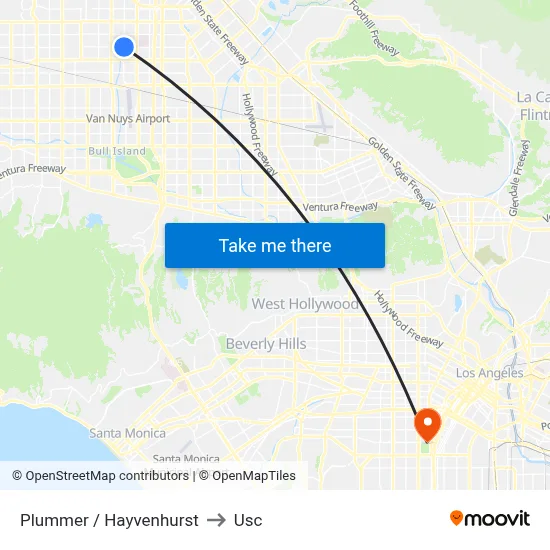 Plummer / Hayvenhurst to Usc map