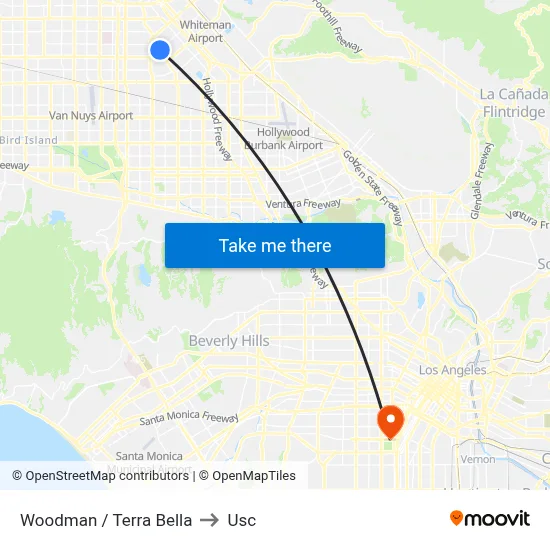 Woodman / Terra Bella to Usc map