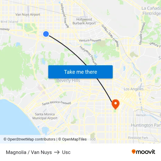 Magnolia / Van Nuys to Usc map