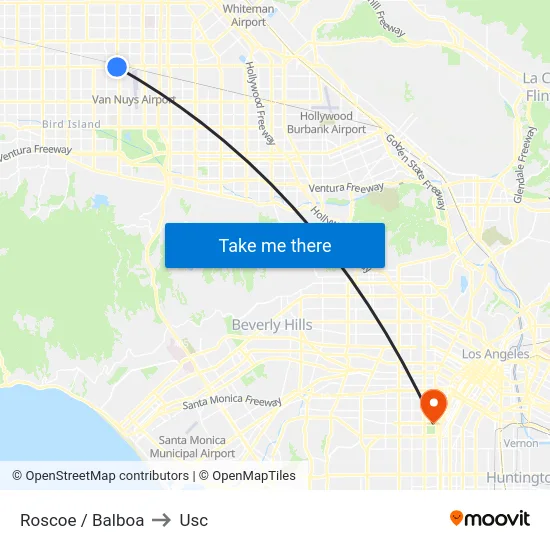 Roscoe / Balboa to Usc map