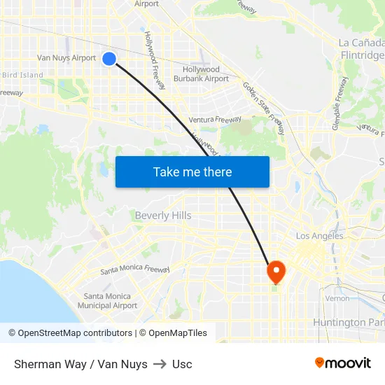 Sherman Way / Van Nuys to Usc map