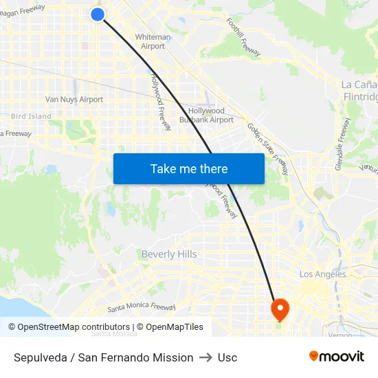 Sepulveda / San Fernando Mission to Usc map