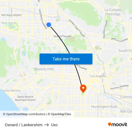 Oxnard / Lankershim to Usc map