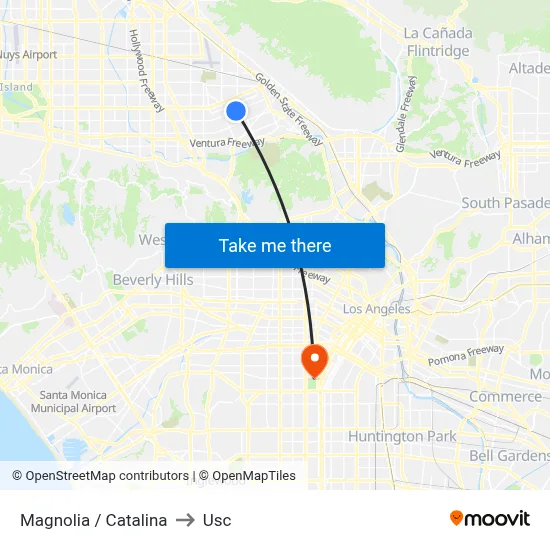 Magnolia / Catalina to Usc map