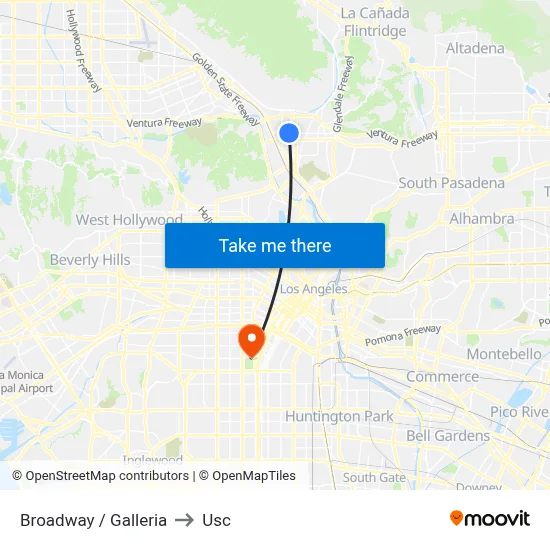 Broadway / Galleria to Usc map