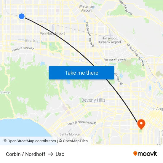 Corbin / Nordhoff to Usc map