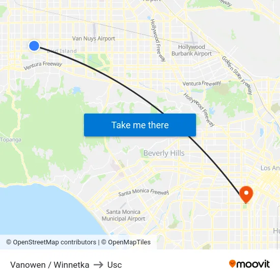 Vanowen / Winnetka to Usc map