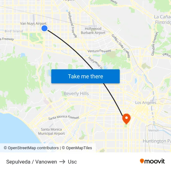 Sepulveda / Vanowen to Usc map