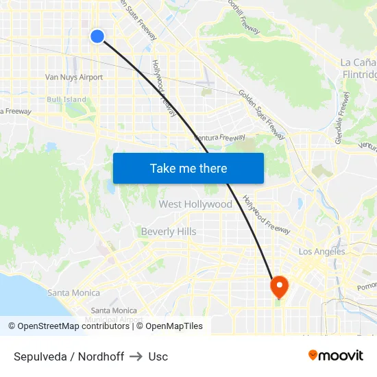 Sepulveda / Nordhoff to Usc map