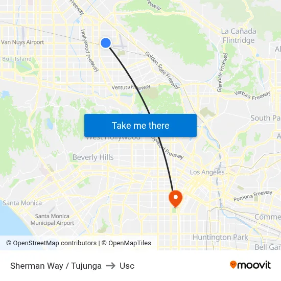 Sherman Way / Tujunga to Usc map