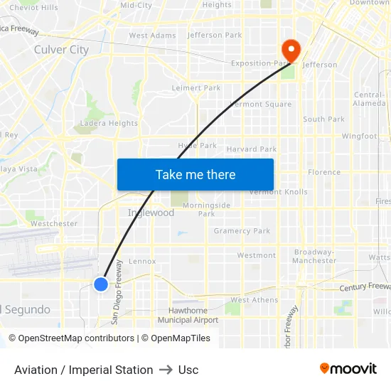Aviation / Imperial Station to Usc map