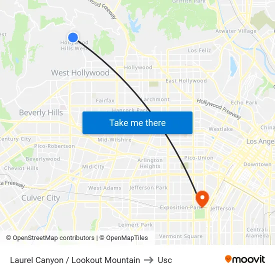 Laurel Canyon / Lookout Mountain to Usc map