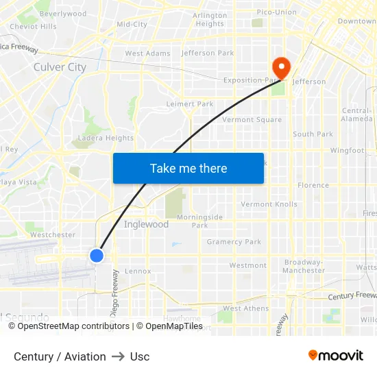 Century / Aviation to Usc map