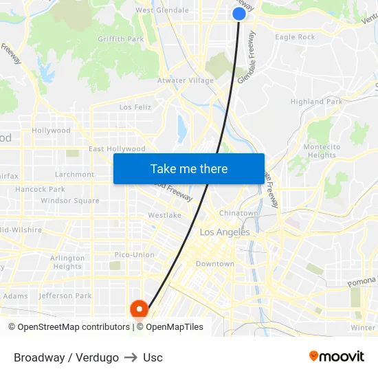 Broadway / Verdugo to Usc map
