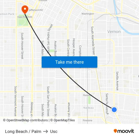 Long Beach / Palm to Usc map