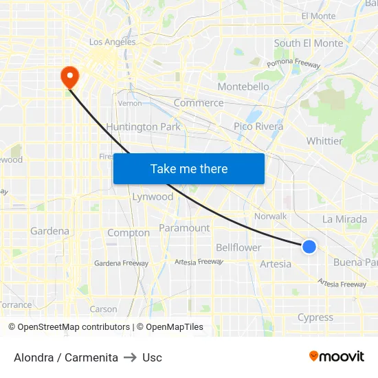 Alondra / Carmenita to Usc map